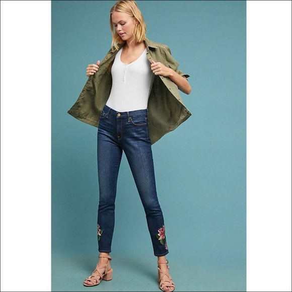 7 For All Mankind Denim - Jen7 by 7 For All Mankind Embroidered  Ankle Jeans